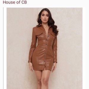 House of CB crystal brown backless dress